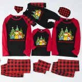 Christmas Matching Family Pajamas Cartoon Christmas Tree Black Red Pajamas Set