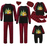 Christmas Matching Family Pajamas Cartoon Christmas Tree Black Red Pajamas Set