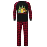 Christmas Matching Family Pajamas Cartoon Christmas Tree Black Red Pajamas Set