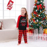Christmas Matching Family Pajamas Snowflake Santa's Favourite HO Black and Red Pajamas Set