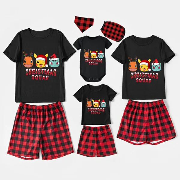 Christmas Matching Family Pajamas Cartoon Squad Black Pajamas Set