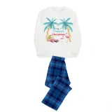 Christmas Matching Family Pajama Tropical Flamingo Christmas Blue Pajamas Set