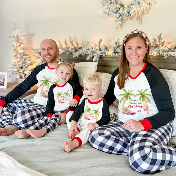 Christmas Matching Family Pajama Tropical Christmas Gray Pajamas Set