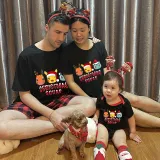 Christmas Matching Family Pajamas Cartoon Squad Black Pajamas Set