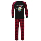 Christmas Matching Family Pajamas Cartoon Merry Christmas Lights Black Red Pajamas Set