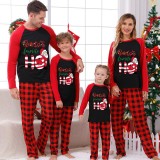 Christmas Matching Family Pajamas Santa's Favourite HO Black and Red Pajamas Set