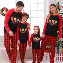 Christmas Matching Family Pajamas Cartoon Squad Black Red Pajamas Set