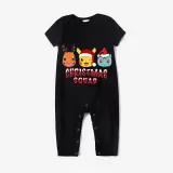 Christmas Matching Family Pajamas Cartoon Squad Black Pajamas Set
