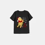 Christmas Matching Family Pajamas Cartoon Let it Snow Teddy Bear Black Pajamas Set