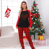 Christmas Matching Family Pajamas Family Seamless Heart Black Red Pajamas Set
