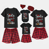 Christmas Matching Family Pajamas Santa Please Stop Here We Have Cookies Black Pajamas Set