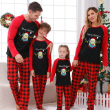 Christmas Matching Family Pajamas Cartoon Merry Christams Lights Black Red Pajamas Set