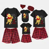 Christmas Matching Family Pajamas Cartoon Let it Snow Teddy Bear Black Pajamas Set