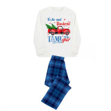 Christmas Matching Family Pajama Wonderful Time Christmas Tree Car Blue Pajamas Set
