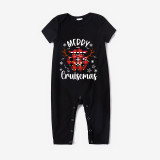Christmas Matching Family Pajamas Merry Snowflakes Cruisemas Black Pajamas Set