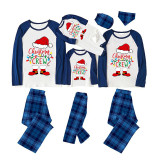 Christmas Matching Family Pajama Santa Christmas Crew Lights Blue Pajamas Set