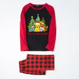 Christmas Matching Family Pajamas Cartoon Christmas Tree Black Red Pajamas Set