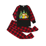 Christmas Matching Family Pajamas Cartoon Christmas Tree Black Red Pajamas Set