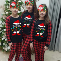 Christmas Matching Family Pajama Santa Christmas Crew Lights Black Pajamas Set
