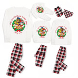 Christmas Matching Family Pajamas Cartoon Christmas Wreath Puppy Dog White Pajamas Set