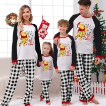 Christmas Matching Family Pajamas Cartoon Let it Snow Teddy Bear Green Pajamas Set