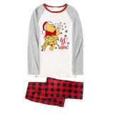 Christmas Matching Family Pajamas Cartoon Let it Snow Teddy Bear White Pajamas Set