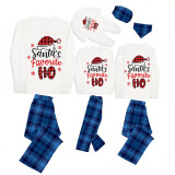 Christmas Matching Family Pajamas Snowflake Santa's Favourite HO Blue Pajamas Set