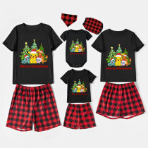 Christmas Matching Family Pajamas Cartoon Christmas Tree Black Pajamas Set