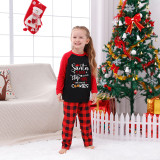 Christmas Matching Family Pajamas Santa Please Stop Here We Have Cookies Black and Red Pajamas Set