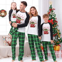 Christmas Matching Family Pajamas Cartoon Magic Let It Snow Green Pajamas Set