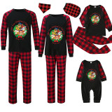 Christmas Matching Family Pajamas Cartoon Christmas Wreath Puppy Dog Black Red Pajamas Set