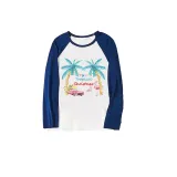 Christmas Matching Family Pajama Tropical Flamingo Christmas Blue Pajamas Set