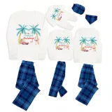 Christmas Matching Family Pajama Tropical Flamingo Christmas Blue Pajamas Set