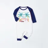 Christmas Matching Family Pajama Tropical Flamingo Christmas Blue Pajamas Set