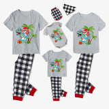 Christmas Matching Family Pajamas Summer Christams Santa Dinosaur Gray Pajamas Sets