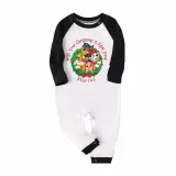 Christmas Matching Family Pajamas Cartoon Christmas Wreath Puppy Dog Green Pajamas Set