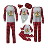 Christmas Matching Family Pajamas Cartoon Christmas Wreath Puppy Dog Green Pajamas Set