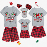 Christmas Matching Family Pajamas Cartoon Mouse Merry Christmas Santa White Short Pajamas Set