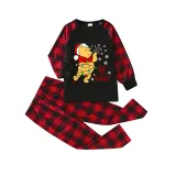 Christmas Matching Family Pajamas Cartoon Let it Snow Teddy Bear Black Pajamas Set