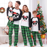 Christmas Matching Family Pajamas Cartoon Mouse With Christmas Hat Blue Pajamas Set