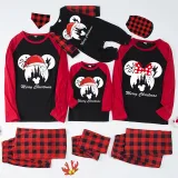 Christmas Matching Family Pajamas Cartoon Mouse With Christmas Hat Blue Pajamas Set