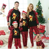 Christmas Matching Family Pajamas Cartoon Let it Snow Teddy Bear Black Pajamas Set