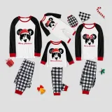 Christmas Matching Family Pajamas Cartoon Mouse With Christmas Hat Blue Pajamas Set