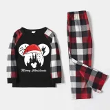 Christmas Matching Family Pajamas Cartoon Mouse With Christmas Hat Blue Pajamas Set