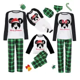 Christmas Matching Family Pajamas Cartoon Mouse With Christmas Hat Blue Pajamas Set
