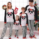 Christmas Matching Family Pajamas Cartoon Mouse With Christmas Hat Blue Pajamas Set