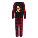 Christmas Matching Family Pajamas Cartoon Let it Snow Teddy Bear Black Pajamas Set