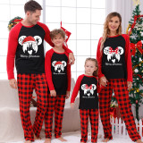 Christmas Matching Family Pajamas Cartoon Mouse With Christmas Hat Blue Pajamas Set