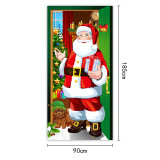 Merry Christmas Curtains Santa Snowman Christmas Tree 35.4*72.8in Christmas Door Curtain