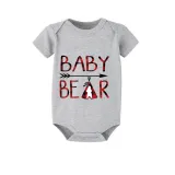 Christmas Matching Family Pajamas Papa Mama and Baby Bear Gray Short Pajamas Set